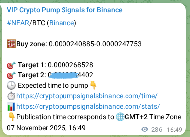 Performance validation: NEAR pump signal delivery on Binance, 08 November 2025, 00:45