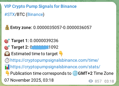 Crypto pump signal proof: Verify STX on Binance, 08 November 2025, 02:22 Crypto pump signal proof: STX on Binance, 08 November 2025, 02:22