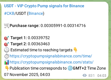 Crypto signal proof: CKB pump on Binance, 08 November 2025, 02:24