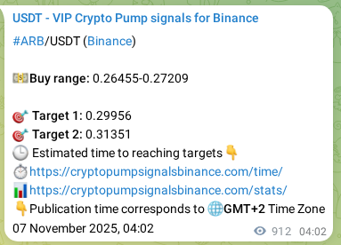 Crypto market signal confirmation: ARB pump on Binance, 08 November 2025, 04:39