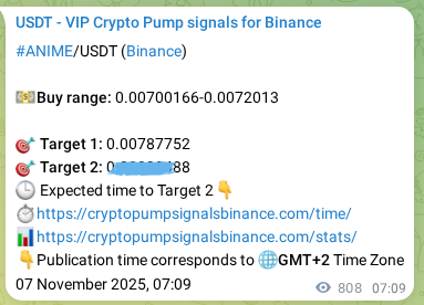 Pump signal proof for ANIME on Binance at 08 November 2025, 05:34