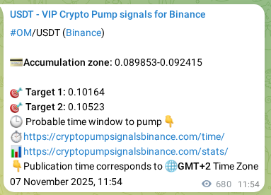 Trading signal proof for OM on Binance, 08 November 2025, 06:47