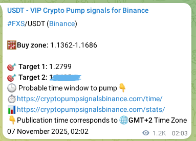 Performance validation: FXS pump signal delivery on Binance, 08 November 2025, 10:27