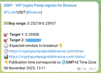 Proof of FLUX pump signal on Binance at 08 November 2025, 13:41