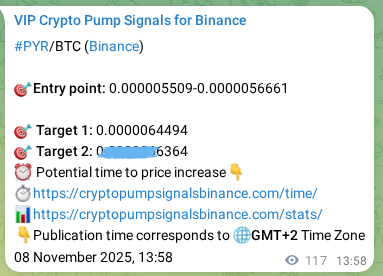 Authenticated proof of PYR's pump signal on Binance at 08 November 2025, 17:11 Authenticated proof of PYR's pump signal on Binance at 08 November 2025, 17:11