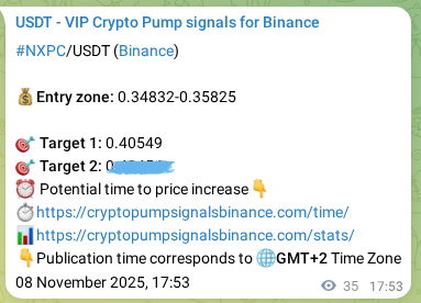 Crypto market signal proof: NXPC pump on Binance, 08 November 2025, 18:51