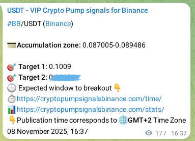 Binance exchange signal proof for BB, 08 November 2025, 21:32