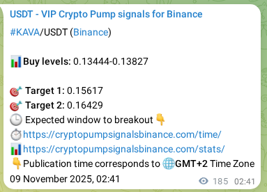 Crypto market signal proof: KAVA pump on Binance, 09 November 2025, 07:48