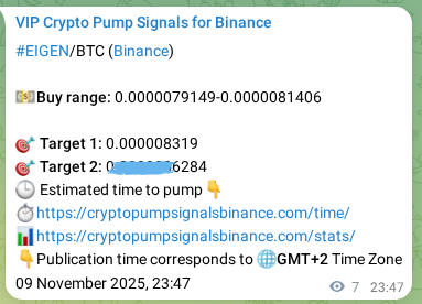 Binance pump signal proof for EIGEN on 09 November 2025, 23:53