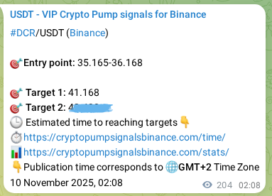 Crypto market signal proof: DCR pump on Binance, 10 November 2025, 07:48 Crypto market signal proof: DCR pump on Binance, 10 November 2025, 07:48