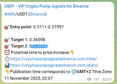 Check out the Binance pump signal proof for ARK on 11 November 2025, 07:26 Binance pump signal proof for ARK on 11 November 2025, 07:26