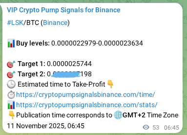 Crypto pump signal proof: Verify LSK on Binance, 11 November 2025, 08:01 Crypto pump signal proof: LSK on Binance, 11 November 2025, 08:01
