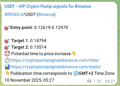 Explore the crypto trading signal verification for RESOLV pump on Binance, 11 November 2025, 14:04 Crypto trading signal verification: RESOLV pump on Binance, 11 November 2025, 14:04