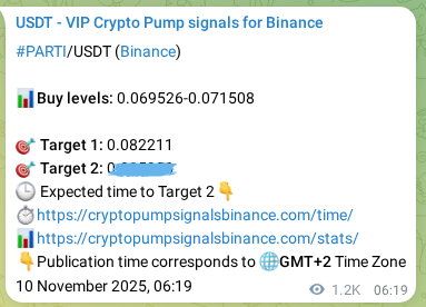 Access the Binance pump signal verification for PARTI at 11 November 2025, 14:18 Binance pump signal verification for PARTI at 11 November 2025, 14:18