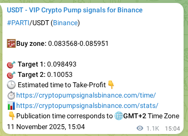 Binance exchange signal proof for PARTI, 12 November 2025, 21:37 Binance exchange signal proof for PARTI, 12 November 2025, 21:37