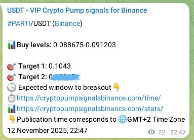 View the proof of PARTI pump signal on Binance at 12 November 2025, 23:23 Proof of PARTI pump signal on Binance at 12 November 2025, 23:23