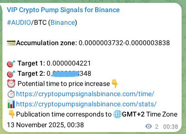 View the proof of AUDIO pump signal on Binance at 13 November 2025, 00:42 Proof of AUDIO pump signal on Binance at 13 November 2025, 00:42