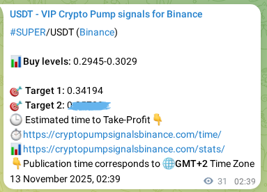 View the proof of SUPER pump signal on Binance at 13 November 2025, 03:28 Proof of SUPER pump signal on Binance at 13 November 2025, 03:28