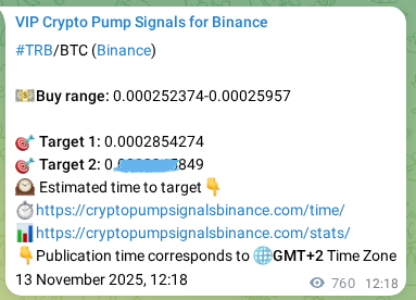 Binance trading signal proof for TRB pump, 14 November 2025, 09:23 Binance trading signal proof for TRB pump, 14 November 2025, 09:23