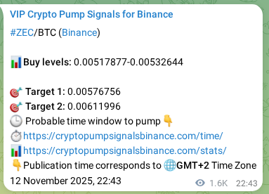 See the verification image for ZEC pump signal on Binance at 14 November 2025, 17:54 Verification image for ZEC pump signal on Binance at 14 November 2025, 17:54
