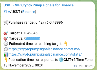 Binance trading signal proof for LA pump, 15 November 2025, 06:13 Binance trading signal proof for LA pump, 15 November 2025, 06:13