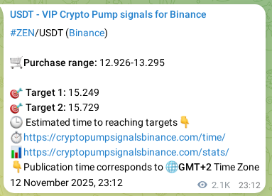 Trading signal proof: ZEN pump from Binance, 15 November 2025, 08:16 Trading signal proof: ZEN pump from Binance, 15 November 2025, 08:16