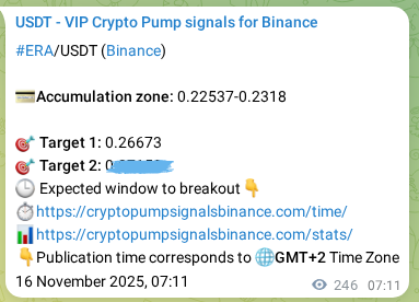 Crypto pump signal analytics for ERA on Binance, 16 November 2025, 14:02 Crypto pump signal analytics for ERA on Binance, 16 November 2025, 14:02