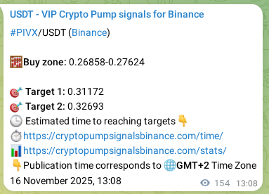 Verify the crypto signal proof for PIVX on Binance, 16 November 2025, 17:03 Crypto signal proof: PIVX pump on Binance, 16 November 2025, 17:03