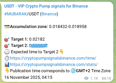 Crypto trading signal proof: MUBARAK pump on Binance, 17 November 2025, 11:54 Crypto trading signal proof: MUBARAK pump on Binance, 17 November 2025, 11:54