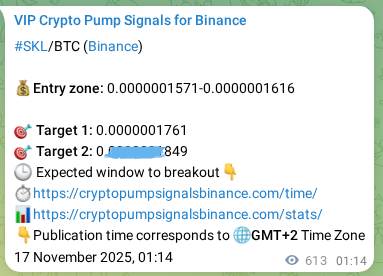 Crypto trading signal proof: SKL pump on Binance, 17 November 2025, 18:16 Crypto trading signal proof: SKL pump on Binance, 17 November 2025, 18:16