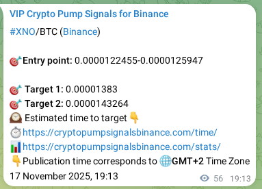 Verify the crypto signal proof for XNO on Binance, 17 November 2025, 19:54 Crypto signal proof: XNO pump on Binance, 17 November 2025, 19:54