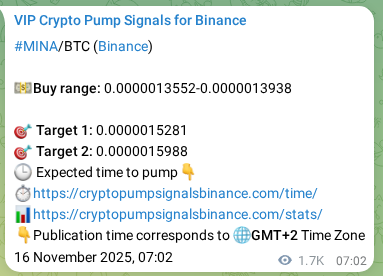 Trading signal proof: MINA pump from Binance, 18 November 2025, 07:28 Trading signal proof: MINA pump from Binance, 18 November 2025, 07:28