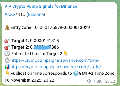 Crypto trading signal proof: AXS pump on Binance, 18 November 2025, 22:34 Crypto trading signal proof: AXS pump on Binance, 18 November 2025, 22:34