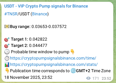 Authenticated proof of TNSR's pump signal on Binance at 19 November 2025, 04:37