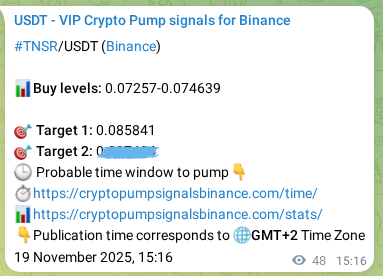 TNSR pump signal confirmation from Binance, timestamp: 19 November 2025, 16:21