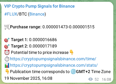 Crypto pump signal proof: Verify FLUX on Binance, 19 November 2025, 17:05 Crypto pump signal proof: FLUX on Binance, 19 November 2025, 17:05
