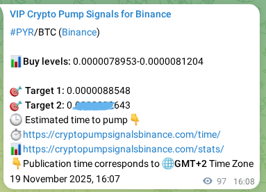 Binance trading signal proof for PYR pump, 19 November 2025, 18:18 Binance trading signal proof for PYR pump, 19 November 2025, 18:18