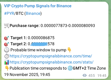 Signal verification: Confirm PYR pump on Binance at 20 November 2025, 08:22 Signal verification: PYR pump on Binance at 20 November 2025, 08:22