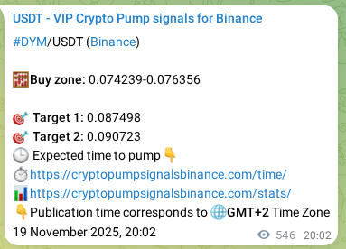 Access the Binance pump signal verification for DYM at 20 November 2025, 11:09 Binance pump signal verification for DYM at 20 November 2025, 11:09