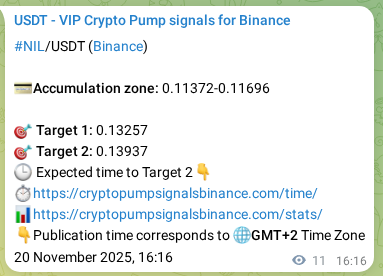 Crypto pump signal proof: Verify NIL on Binance, 20 November 2025, 16:16 Crypto pump signal proof: NIL on Binance, 20 November 2025, 16:16