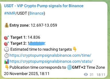 Crypto market signal proof: NMR pump on Binance, 20 November 2025, 18:53 Crypto market signal proof: NMR pump on Binance, 20 November 2025, 18:53