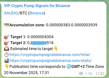 Verify the crypto signal proof for AUDIO on Binance, 21 November 2025, 22:57 Crypto signal proof: AUDIO pump on Binance, 21 November 2025, 22:57