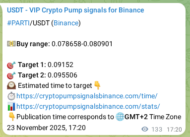 Signal verification: Confirm PARTI pump on Binance at 23 November 2025, 21:01 Signal verification: PARTI pump on Binance at 23 November 2025, 21:01