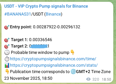 Explore the BANANAS31 pump signal verification from Binance, timestamp: 24 November 2025, 03:10 BANANAS31 pump signal verification from Binance, timestamp: 24 November 2025, 03:10