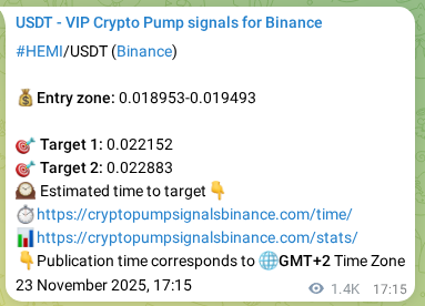 Binance pump signal proof for HEMI on 25 November 2025, 07:22
