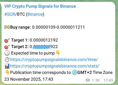 Binance trading signal proof for SCR pump, 25 November 2025, 10:07 Binance trading signal proof for SCR pump, 25 November 2025, 10:07