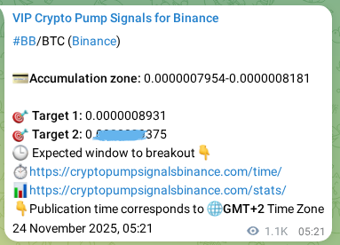 Signal verification: Confirm BB pump on Binance at 25 November 2025, 10:48 Signal verification: BB pump on Binance at 25 November 2025, 10:48
