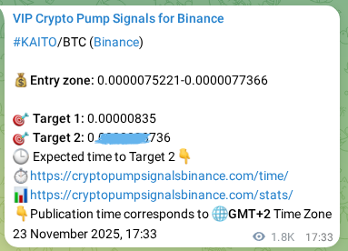 Real-time proof of KAITO pump signal on Binance, 25 November 2025, 19:20 Real-time proof of KAITO pump signal on Binance, 25 November 2025, 19:20