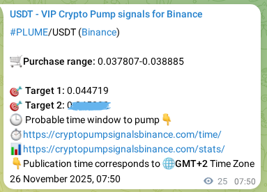 Signal verification: Confirm PLUME pump on Binance at 26 November 2025, 08:15 Signal verification: PLUME pump on Binance at 26 November 2025, 08:15