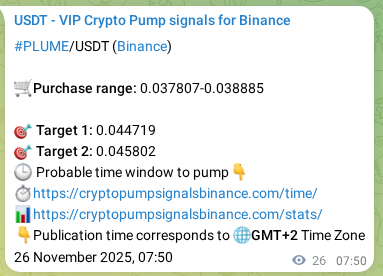 Trading signal proof: PLUME pump from Binance, 26 November 2025, 08:16 Trading signal proof: PLUME pump from Binance, 26 November 2025, 08:16